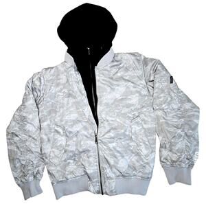 Vintage FieldCore Japan Camo Bomber Jacket Thermal Liner Detachable Hood Men's L